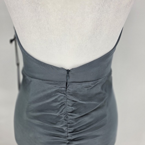 ASTR The Label Toledo Gray Satin Ruched Halter Maxi Dress Womens Sz Large NEW - Picture 8 of 13